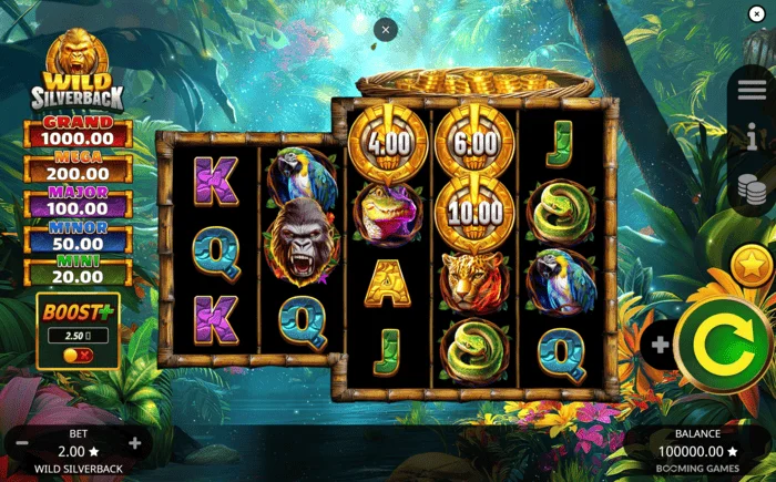 Wild Silverback - main game screen with 3-3-4-4-4 grid